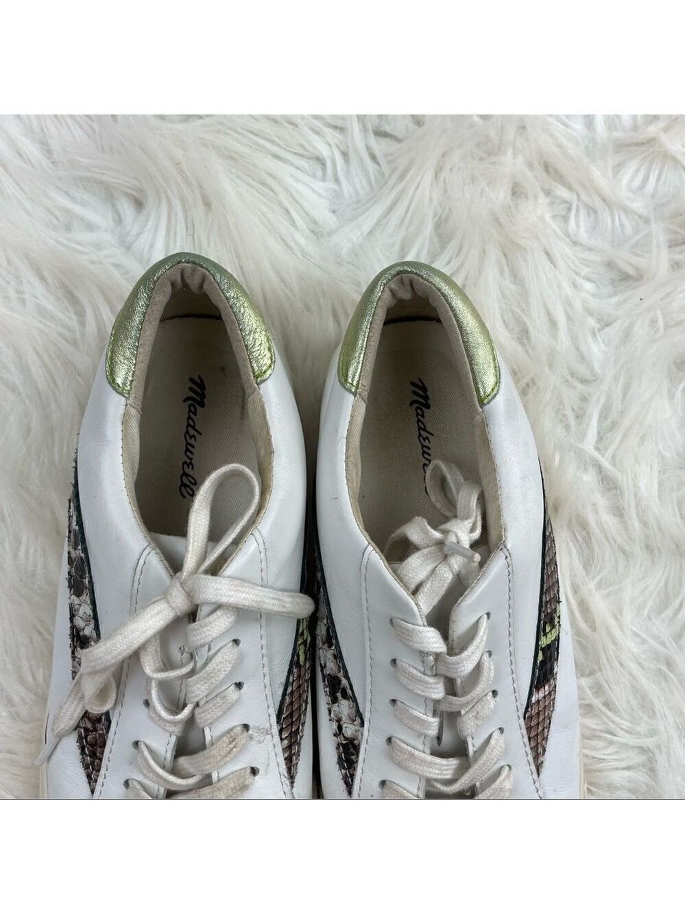Madewell Sidewalk Low-Top Sneakers in Metallic & Stamped Snakeskin Leather - Picture 3 of 9